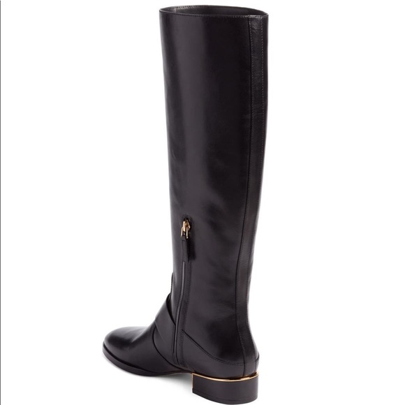 Tory Burch Sofia Black Buckled Leather Riding Wide Calf Boot - Picture 3 of 15